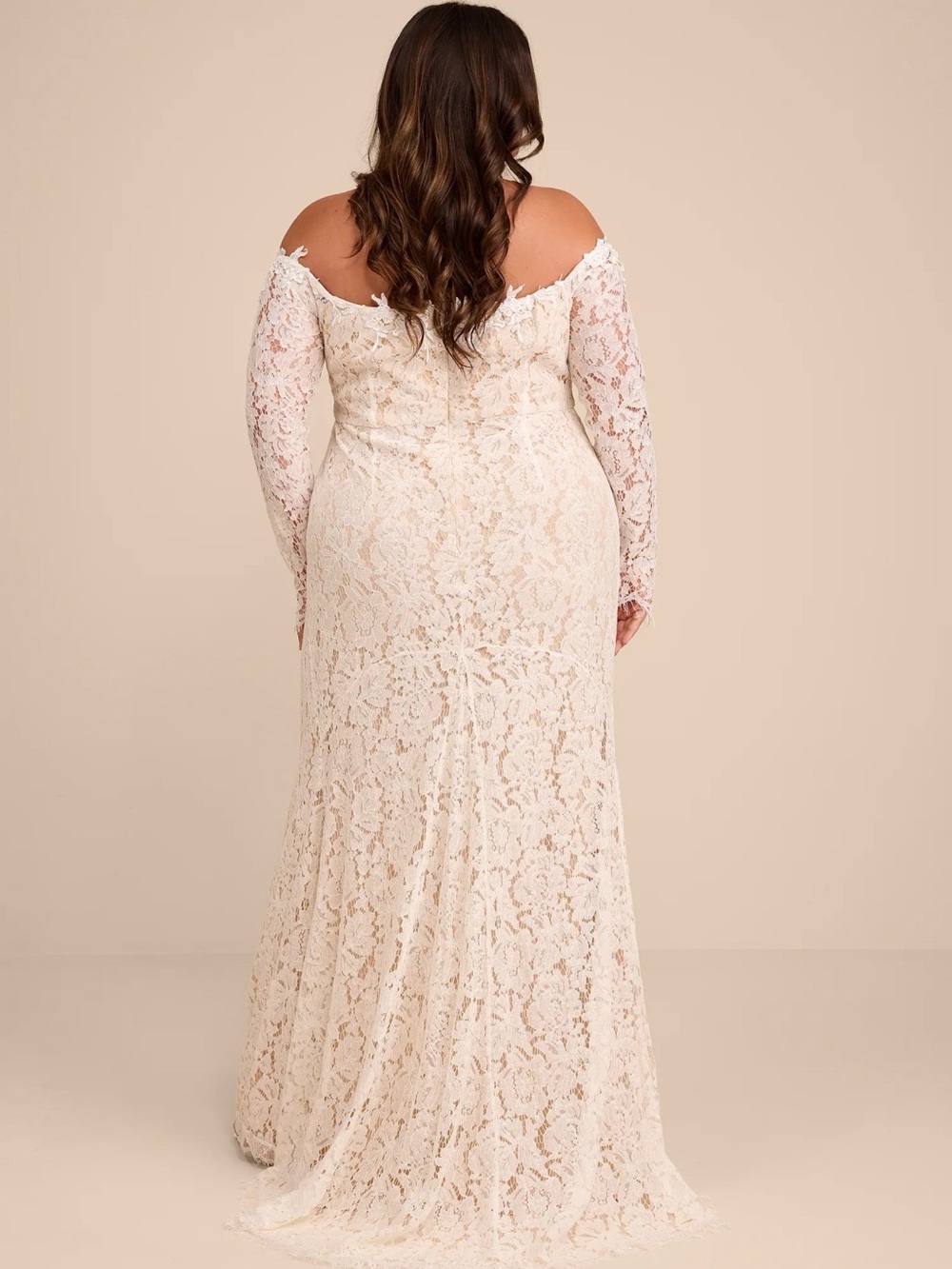 Lulu's Lace Off-Shoulder Wedding Dress in Ivory - Picture 10 of 14